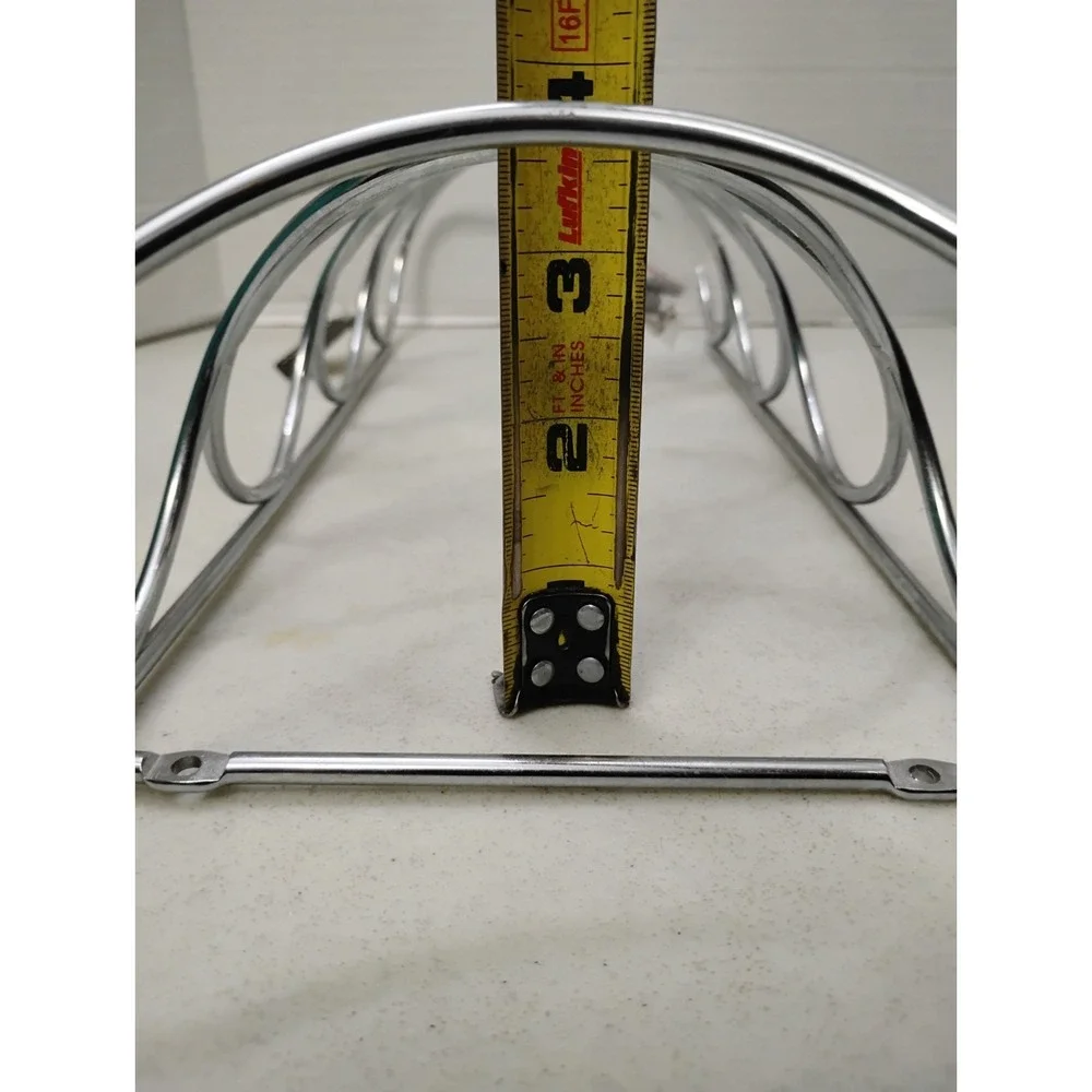 Torre & Targus Wine Rack Wall Hang Silvertone & Hardware 4 Bottle Vertical Wave